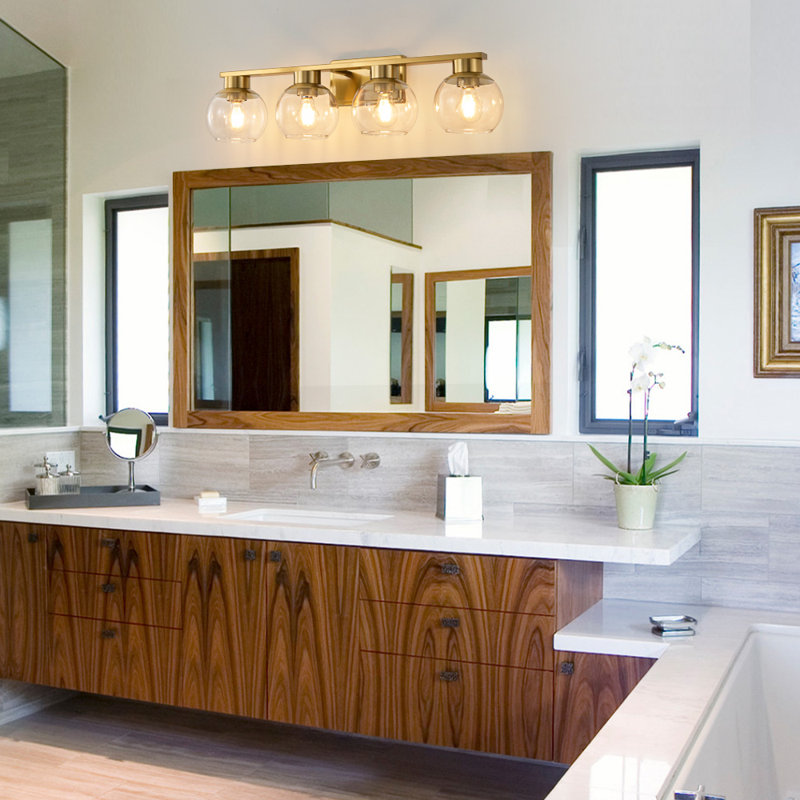 Geneva Dimmable Bathroom Vanity Light Fixtures, Gold, 4