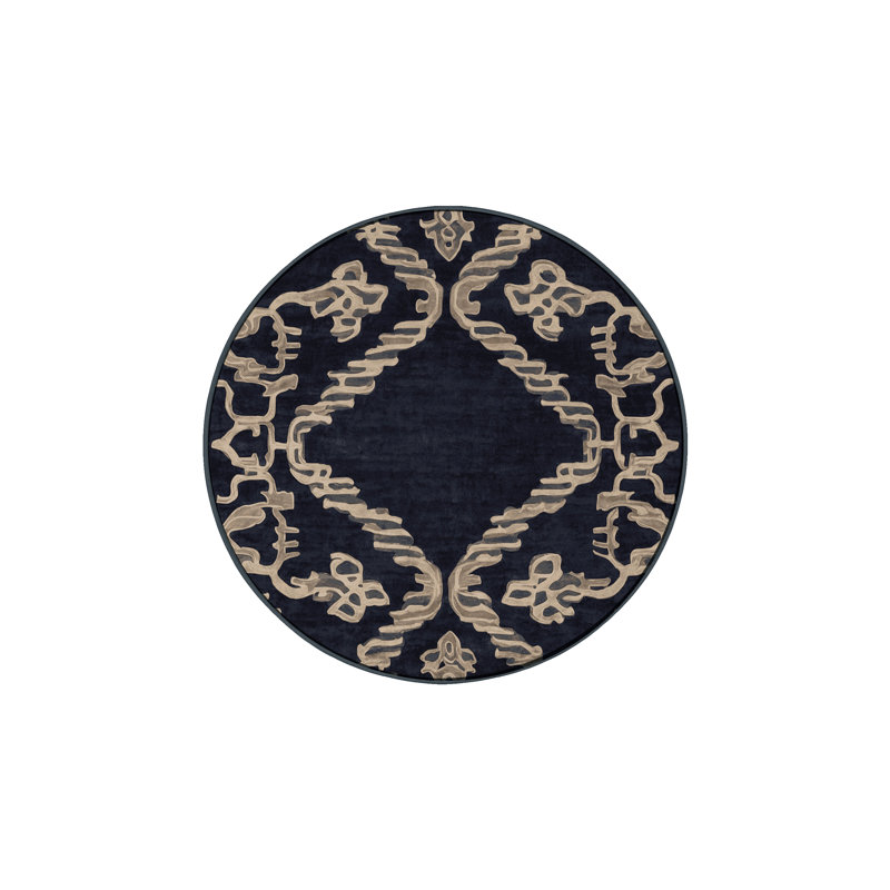 Machine Washable Gray Area Rug, Round 6'