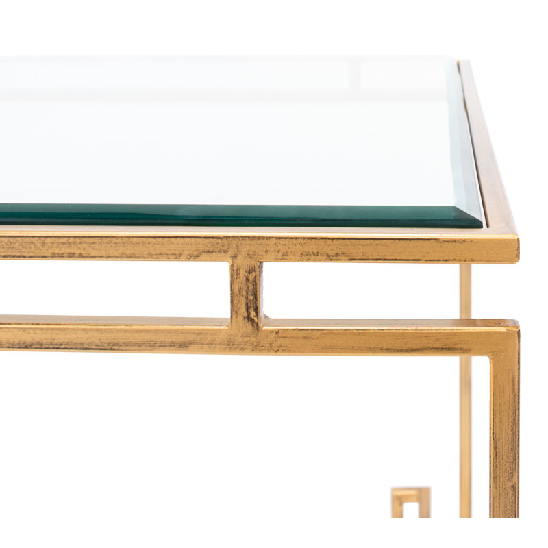 Parallel Sled 48'' Gold Metal and Glass Rectangular Coffee Table