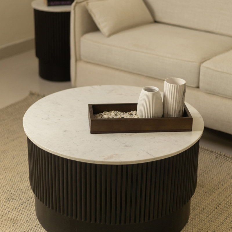 Enzo Pine Wood Base & Gunuine Marble Top Coffee Table