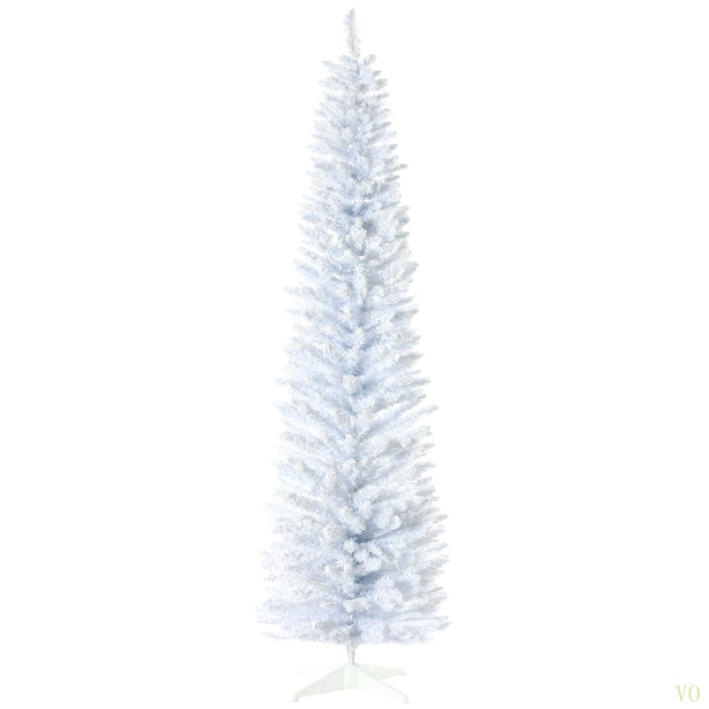Arbre de Noël artificiel enneigé 7 pi, arbre de Noël mince avec branches réalistes et base en plastique pour la décoration intérieure