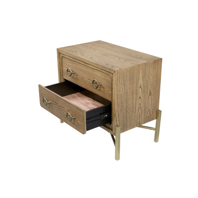 2 Drawer Nightstand With , Latte Finish, Solid Wood + , Fashionable Design Splendid