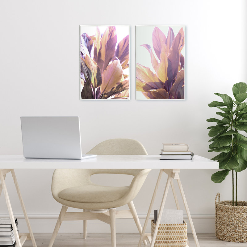 Ensemble de 2 plaques murales Sunlit Tropical Leaves, design par Gemma Bardot, H 19 po x l 26 po