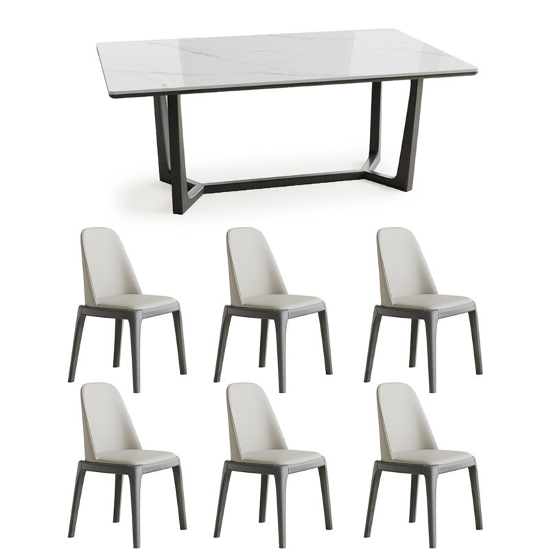 Ensemble de table de salle à manger robuste en dalle épaisse et en bois massif., H 29,53 po x L 62,99 po x l 35,43 po