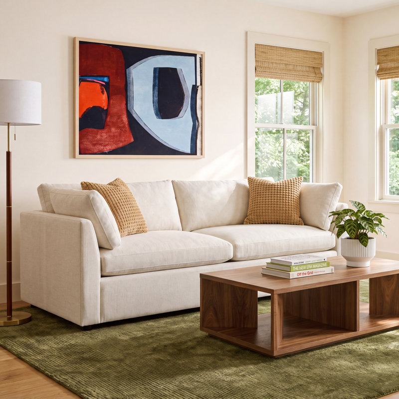 Kallie 86" Upholstered Sofa, Nomad Eggshell Crypton® Chenille
