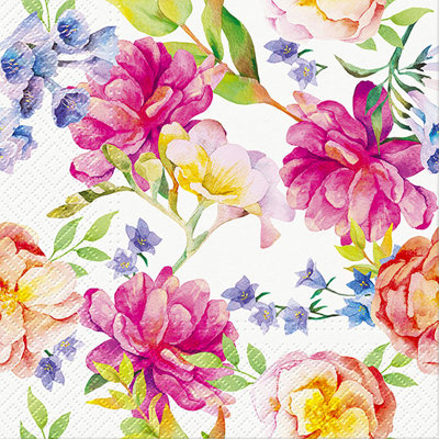 Grandes serviettes orchidées et pivoines