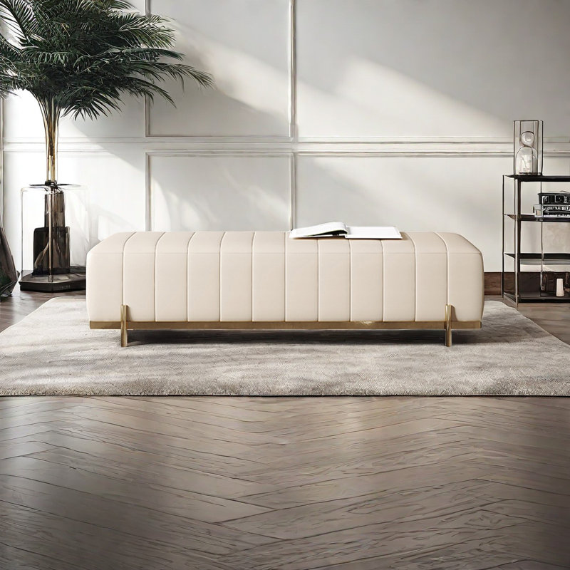 Banc de chambre italien de luxe minimaliste, H 16,14 po x l 59,05 po x P 18,89 po