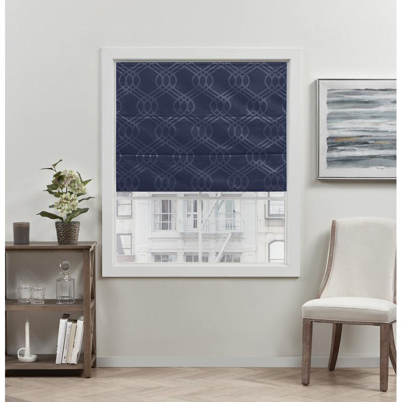 Rideau romain 100% occultant Exclusive Home Prague Trellis, l 27 po, Bleu marine