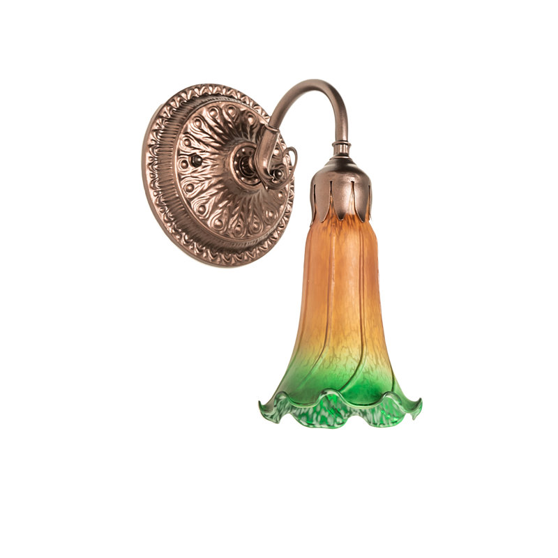 Neriman   1 - Light Armed Sconce, Light Mahogany Bronze, Yellow/Green