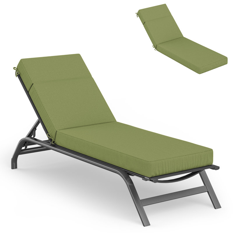 Outdoor Chaise Lounge Cushion – Weather-Resistant, Reversible, Plush Comfort, 21" W x 72" D, Light Green