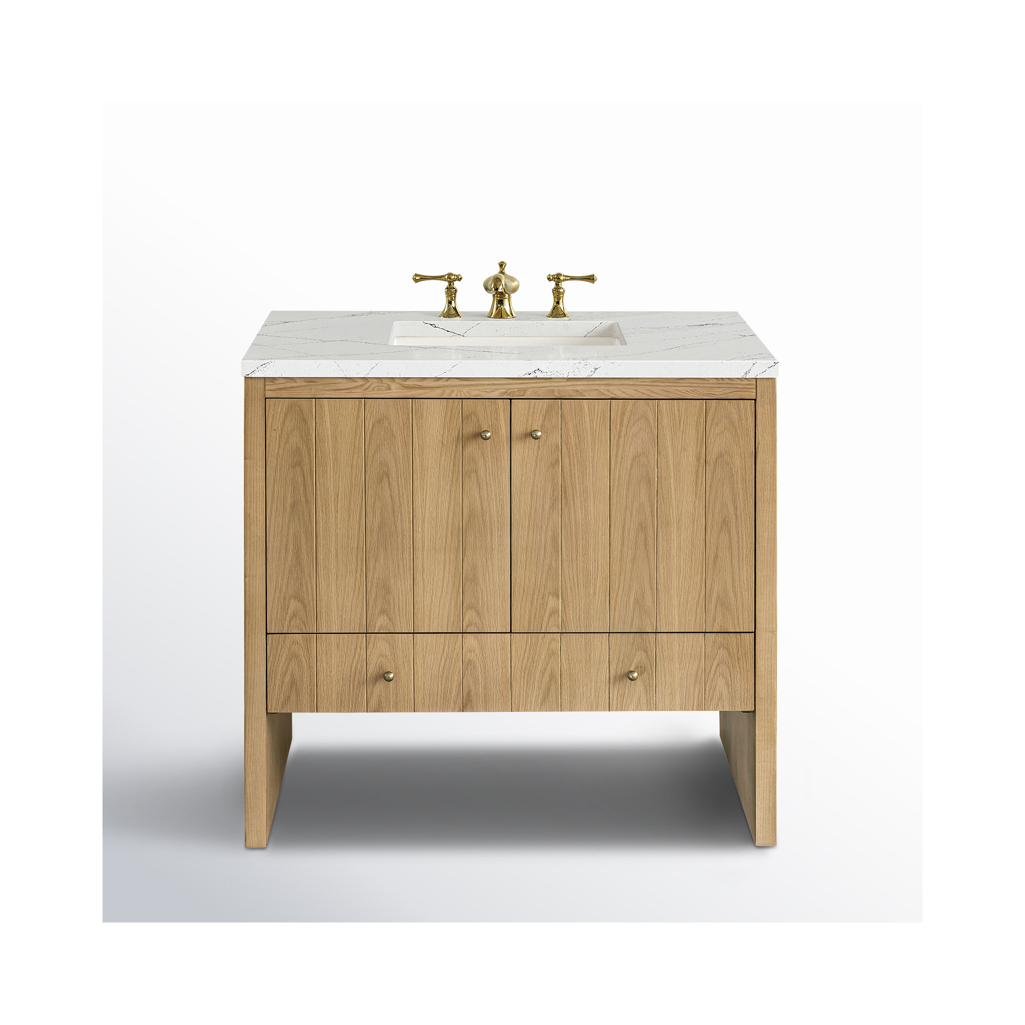 Hudson 36'' Single Bathroom Vanity, Ethereal Noctis, Light Natural Oak, 8" Widespread