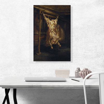 «Slaughtered Ox 1655» par Rembrandt van Rijn, reproduction d'art sur toile tendue