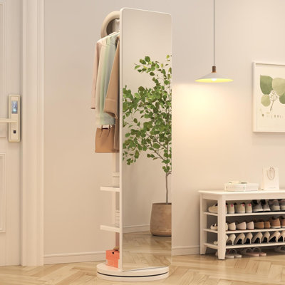 Miroir pleine grandeur, bois d'hévéa + miroir, grand miroir pleine longueur de 68,8 x 19,6 pouces (largeur du miroir: 15,7 pouces), facile à habiller, à organiser et à placer dans la chambre / le salon / le bureau / le vestiaire