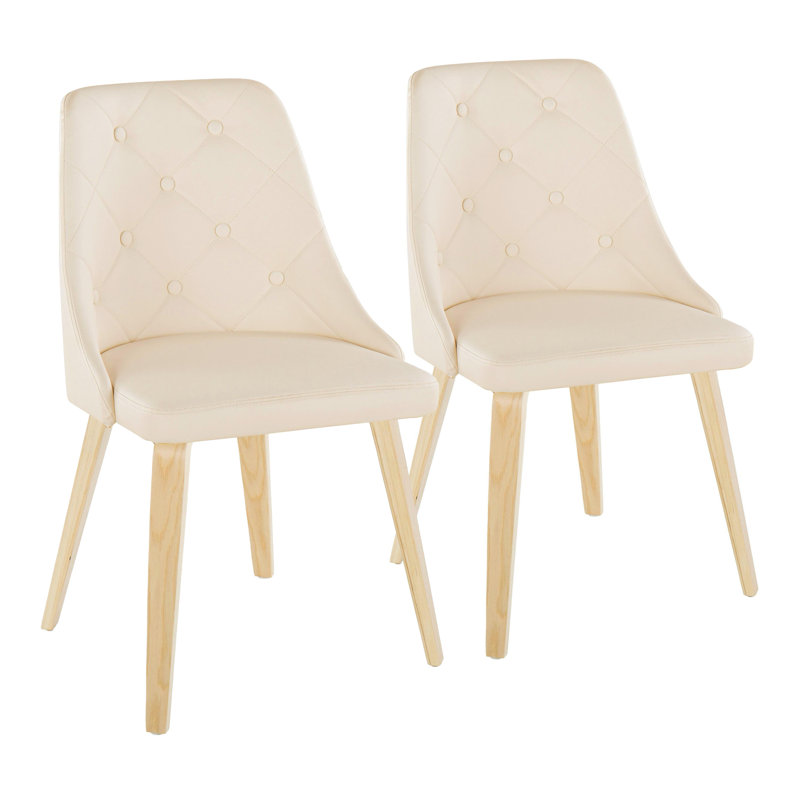 Chaises d'appoint rembourrées en similicuir Paco, Naturel