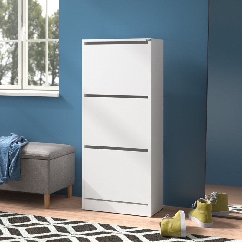 Breit 15 Pair Flip Down Storage Cabinet, White