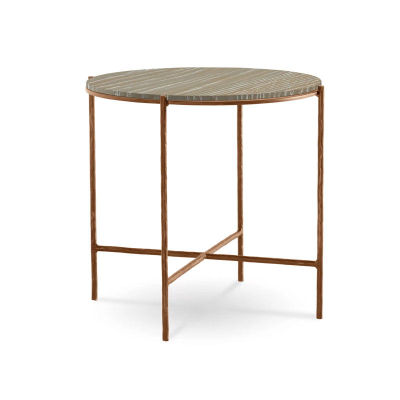 Anna Solid Wood End Table, Saddle, Oil Rubbed Bronze