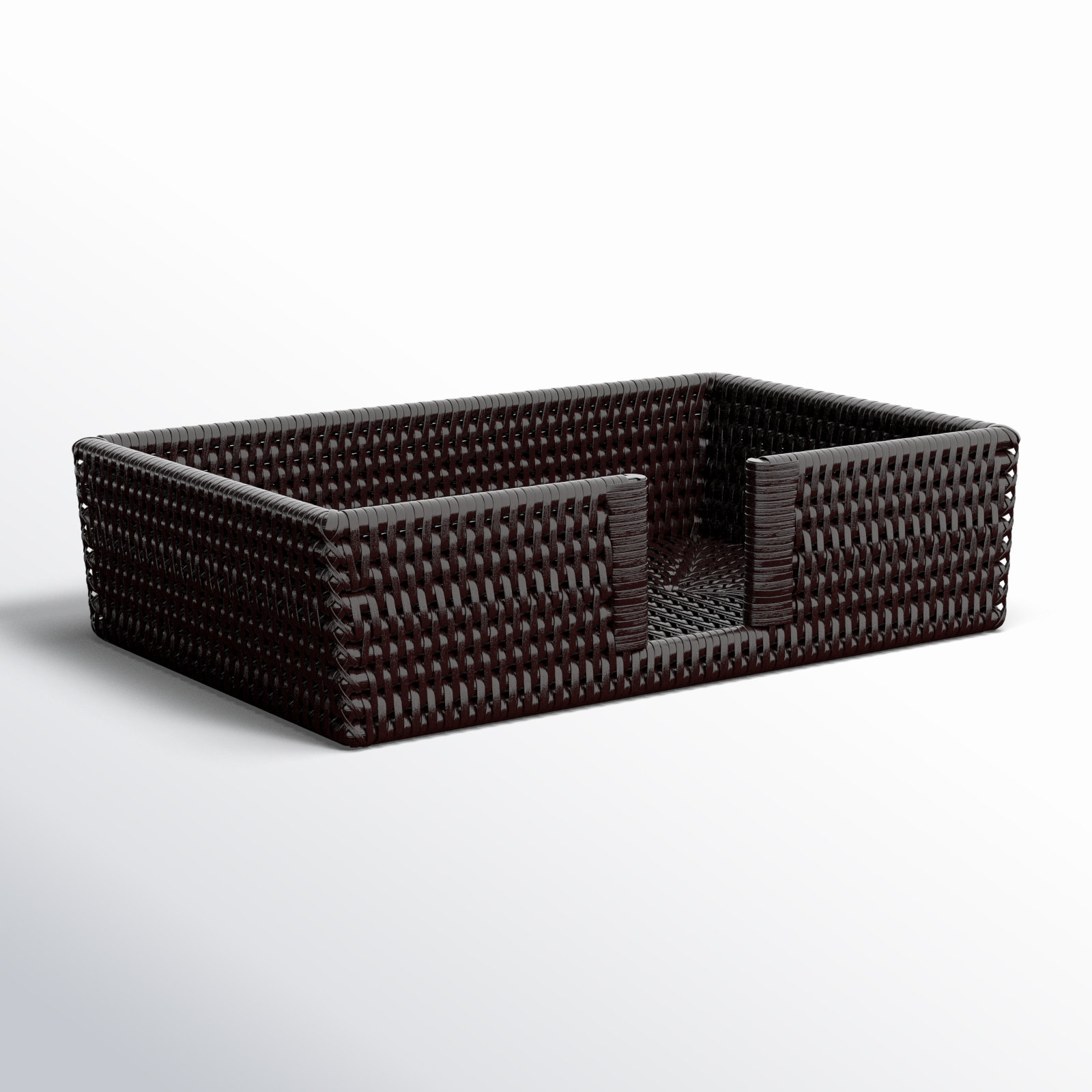 Rattan Guest with Cutout Napkin Holder, Tudor Black