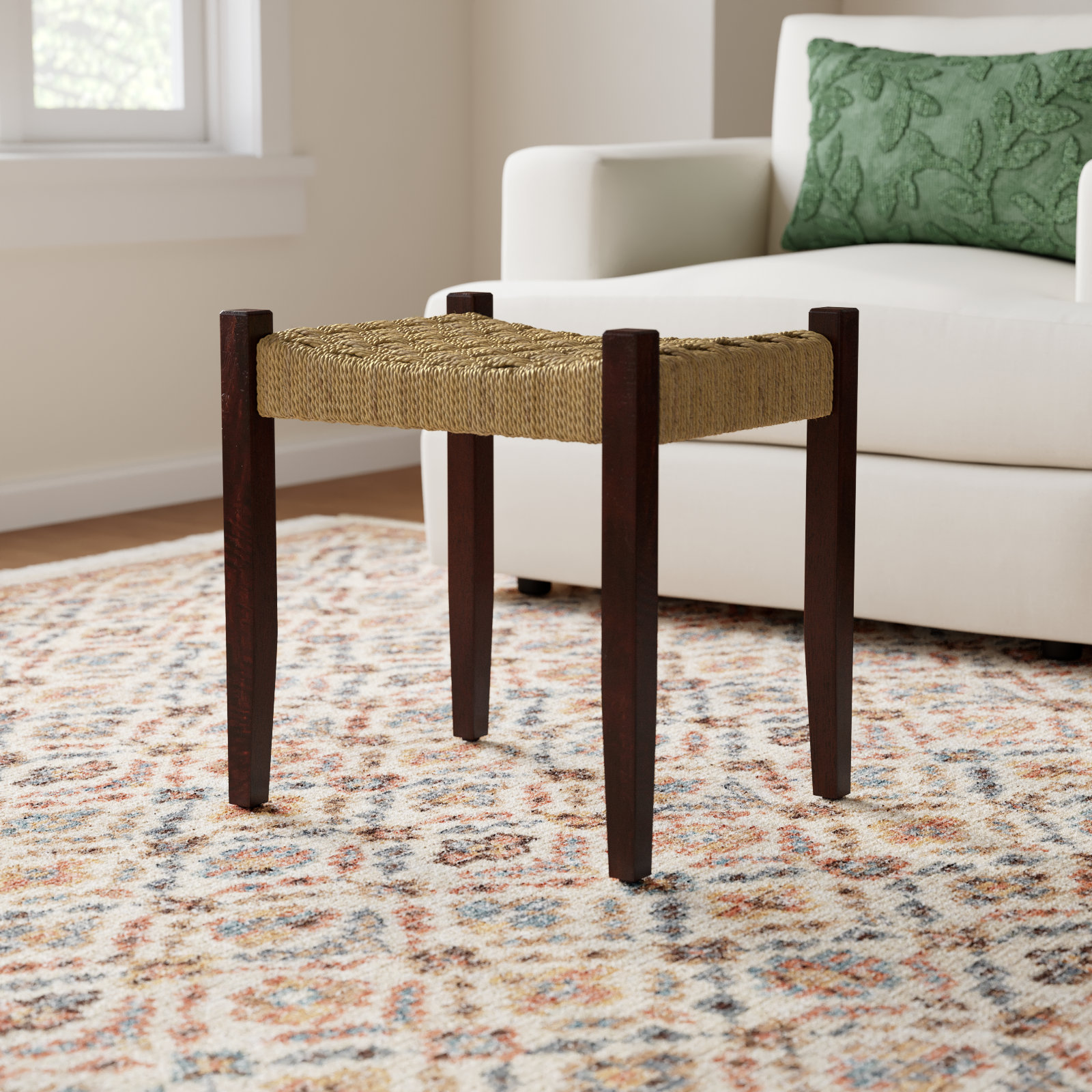 Kathleen Vanity Stool, Medium Brown
