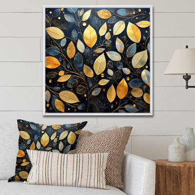 «Black and Gold Leaf Charm In Winter», reproduction sur toile