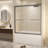 56-60" W ×60" H Tempered Glass With Explosion Proof Film, Aluminum Frame Double Sliding Shower Door, "1/4 (6 Mm), Stainless Steel Handle-114613463