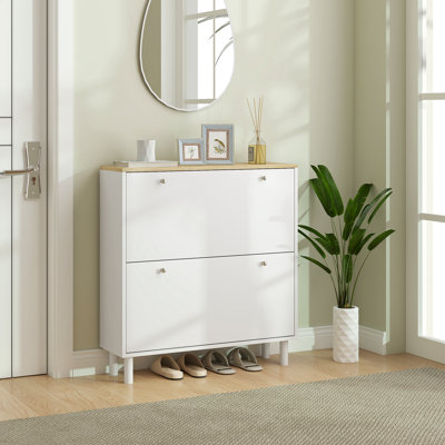 Armoire de rangement étroite pour chaussures avec tablettes réglables