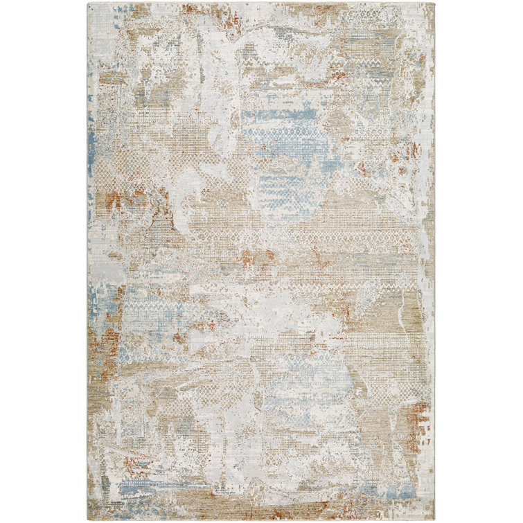 Avia Abstract Machine Made Power Loomed Polypropylene Area Rug in Blue/Beige