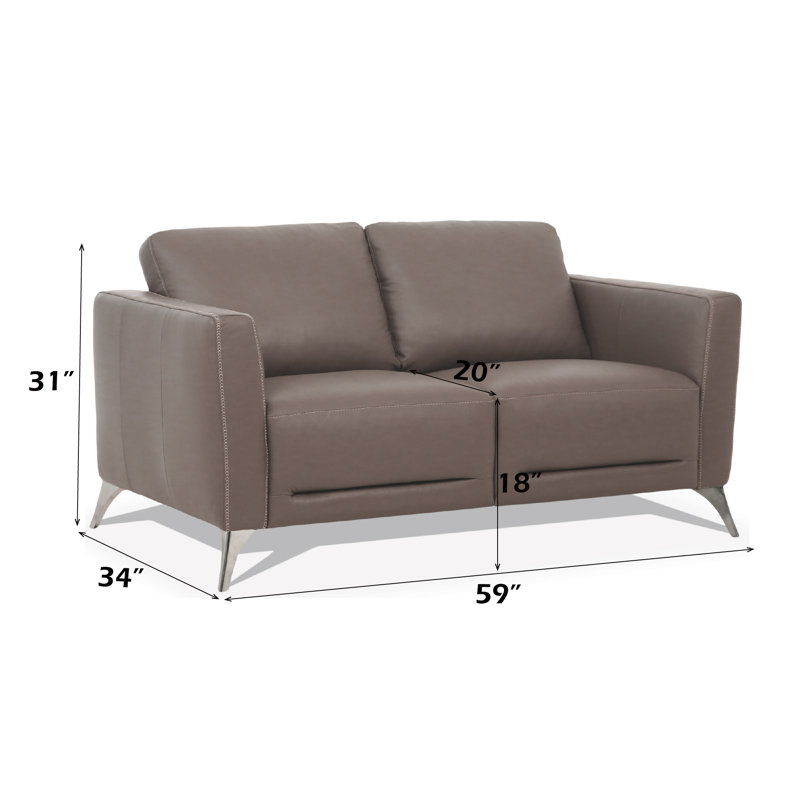 Causeuse en cuir taupe de Malaga (assemblée)
