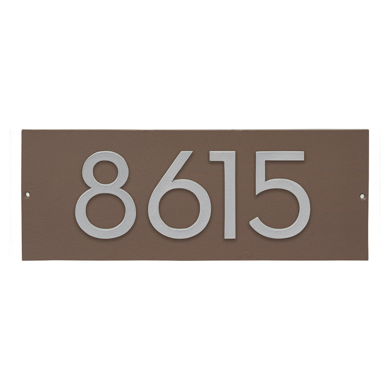 Floating Modern 4" Number Horizontal Address Plaque (4 Digits), Sand, Silver