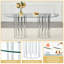 Ensemble de table de salle à manger 71 "en verre trempé 71" pour 6 personnes, ensemble de cuisine moderne 7 pièces Glam avec chaises en acrylique transparent et base à double piédestal argenté-1758853237-1758853236