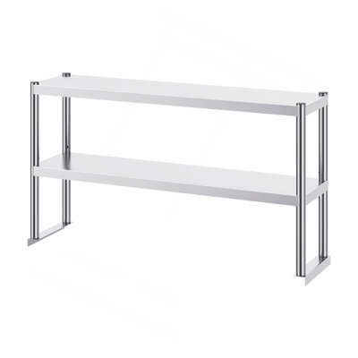 Double surdimensionnée, double surdimensionnée en acier inoxydable, surdimensionnée à deux niveaux de 12 po x 48 po, table de préparation réglable en hauteur pour cuisine, restaurant et atelier
