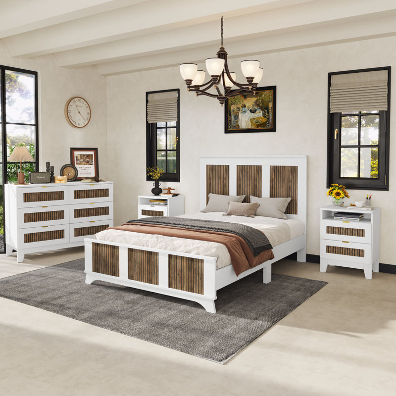 Ensemble de chambre à coucher 4 pièces, Double, White
