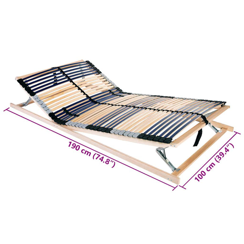 Slatted Bed Base with 42 Slats 7 Zones Frame Multi Sizes Multi Models, 100 x 200cm