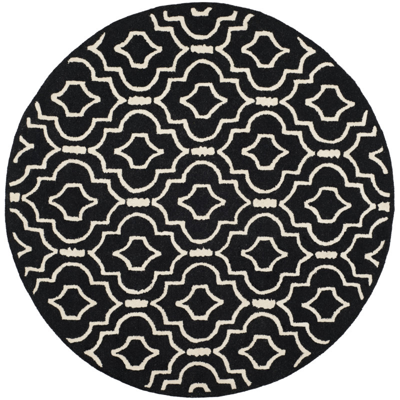 Cannen Hand Tufted Wool Geometric Rug, Round 6'