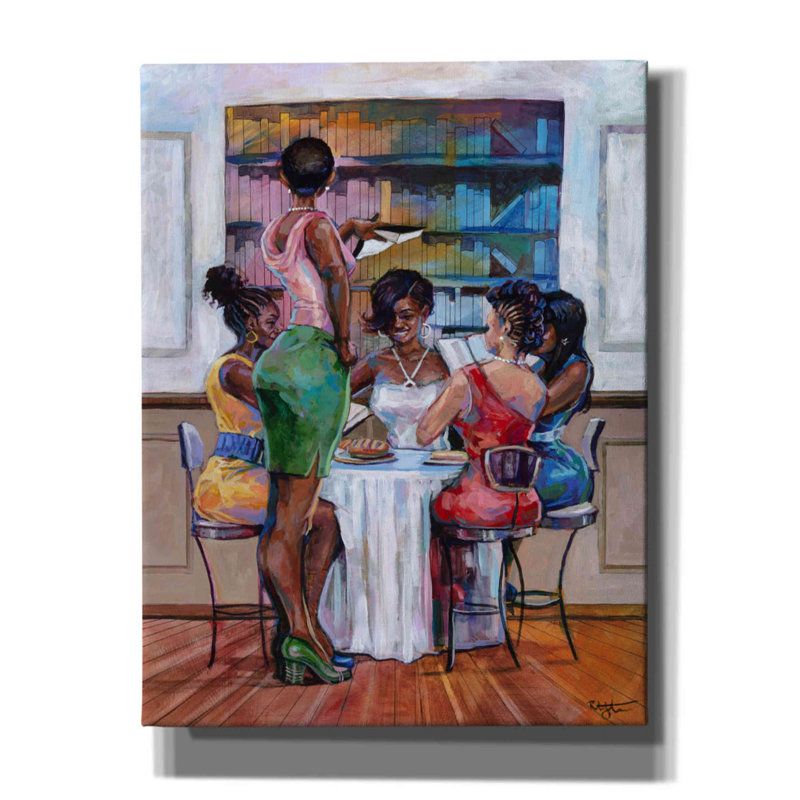 «The Book Club III» par Robert Jackson, art mural sur toile, H 34 po x l 26 po x P 1,5 po