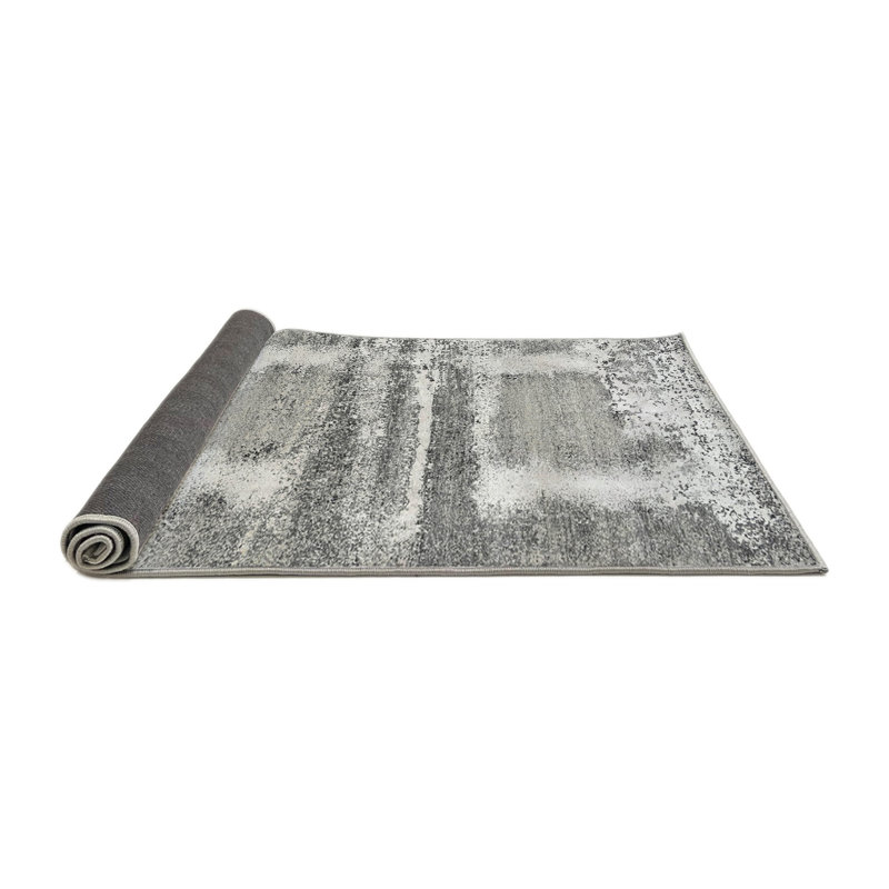 Tapis abstrait gris / blanc, Rond 3 pi