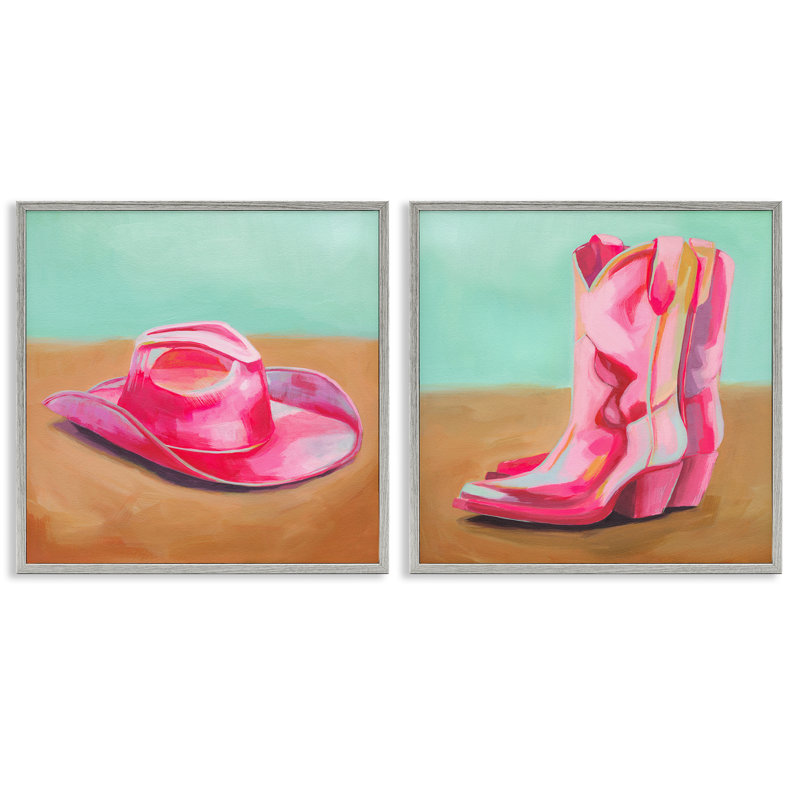  Ensemble de 2 giclées roses par Grace Popp, H 24 po x l 24 po, Estampe numérique Farmhouse