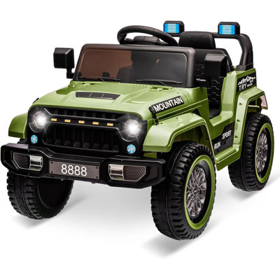 Camion à benne basculante 12 V pour enfants, véhicule électrique alimenté par batterie avec télécommande 2,4 G, Bluetooth, lumières DEL, 3 vitesses, suspension à ressort, klaxon pour enfants de 3 à 6 ans, vert