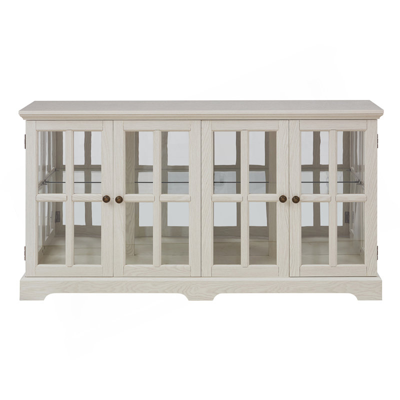 LED Curio Display Cabinet Antique Display Cabinet With Glass Doors Adjustable Shelves For Collectibles Four Door Design Vintage Showcase For Home Or Office Antique Display Case