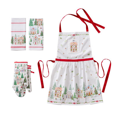 Coffret-cadeau de cuisine Lenox Spice Village Noël 5 pièces, multicolore