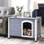 Niche pour chien d'intérieur avec plancher surélevé et fond antidérapant, niche pour chien en bois avec porte verrouillable en fer-76760226