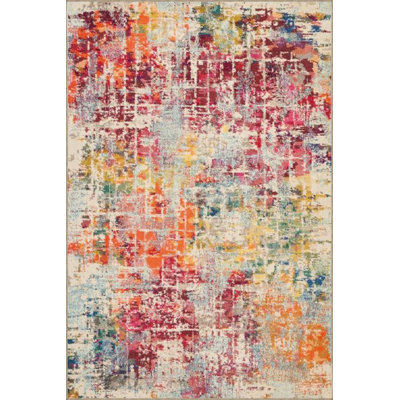 Multitone Pastel Pattern Base Decorative Machine Washable Rug