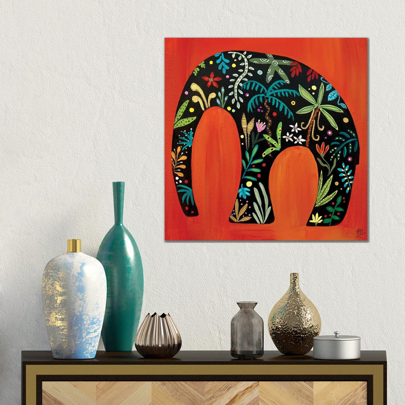 Red Jungle Elephant by Magali Modoux - Gallery-Wrapped Canvas Giclée on Canvas, Wrapped Canvas, 45.72 cm H x 45.72 cm W