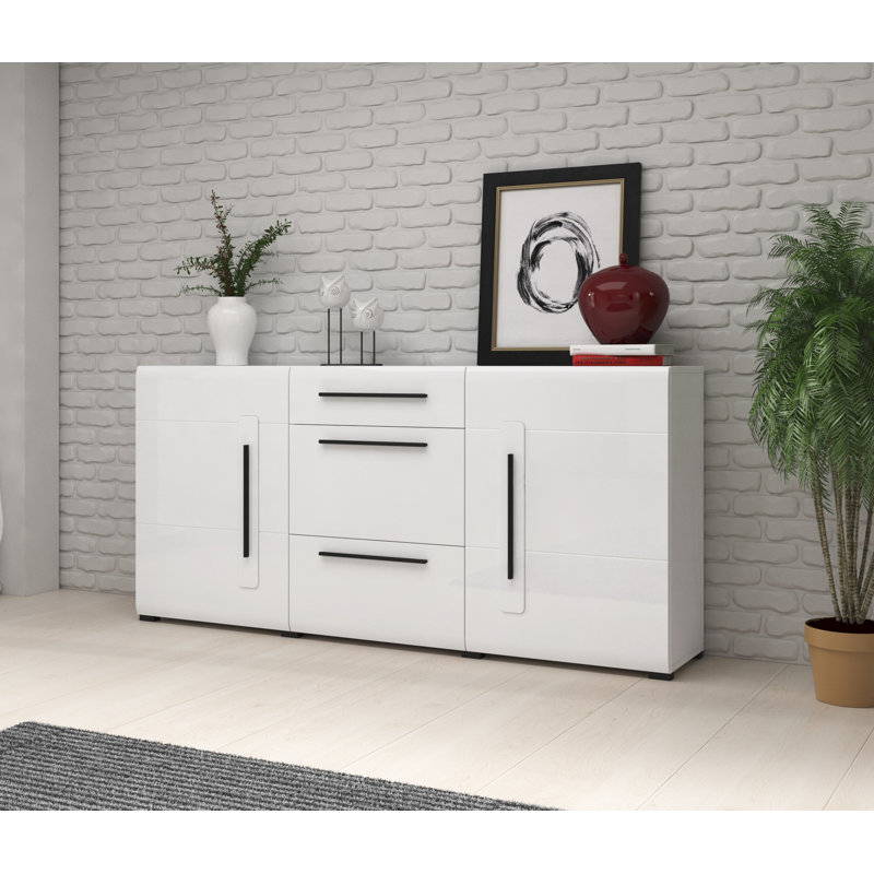 Aimes 180cm Sideboard, White Glossy