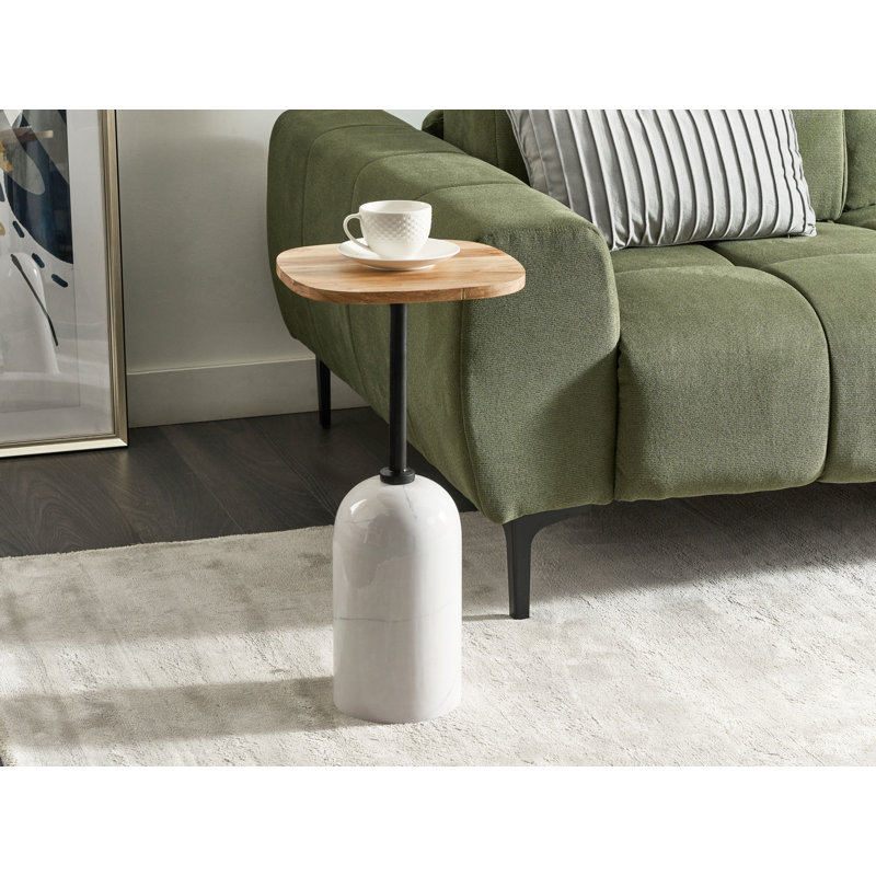 Crystalynn Pedestal End Table, White