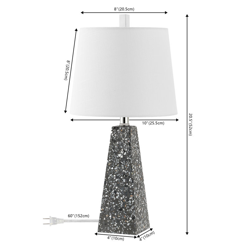 Lampe de table en résine Jiliana, Terrazzo gris foncé
