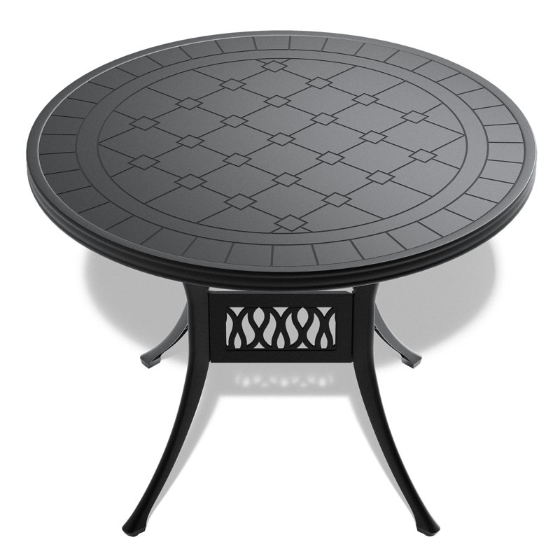  Table de salle à manger pour l'extérieur, 39,13 pouces, noir, siège ergonomique, conception peu encombrante, patio 39,13 po avec structure noire, résistance, confortable, empilable