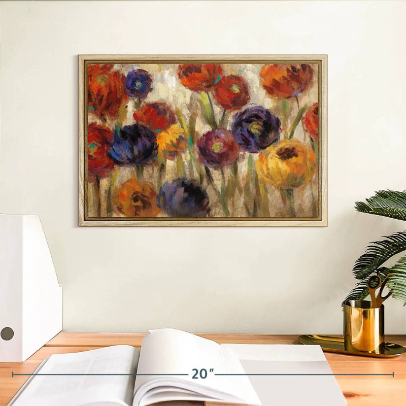 Asters et mamans, Cadre flottant en bois naturel, 13 po x 9 po