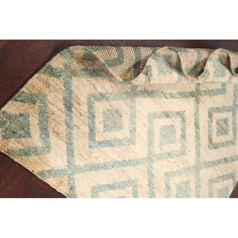 Tapis unique en jute noué à la main 4 pi x 5 pi 11 po New Age beige / ivoire