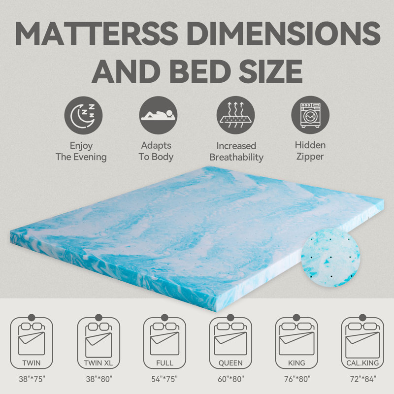 Surmatelas en mousse viscoélastique 4 "Tereasa Alwyn Home, Lit simple