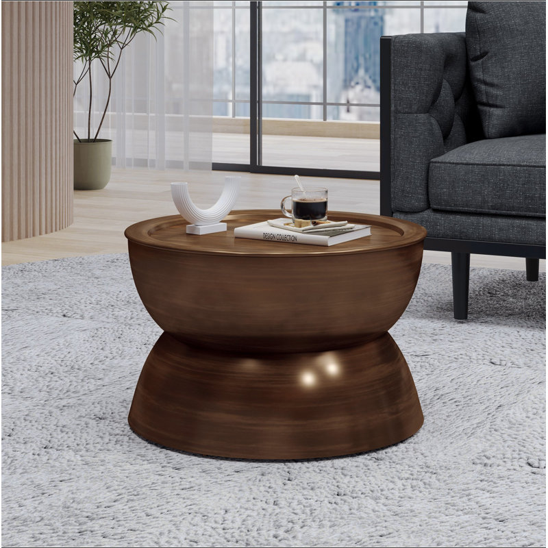 Table basse en métal martelé, Brown / Antique Bronze